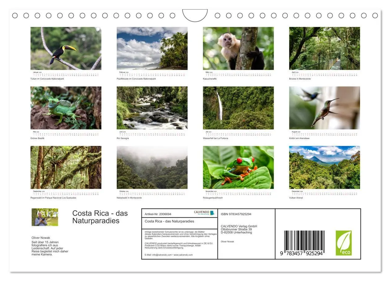 Bild: 9783457925294 | Costa Rica - das Naturparadies (Wandkalender 2026 DIN A4 quer),...
