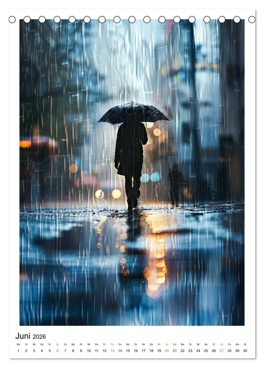 Bild: 9783516255294 | Regen Tage (Tischkalender 2026 DIN A5 hoch), CALVENDO Monatskalender