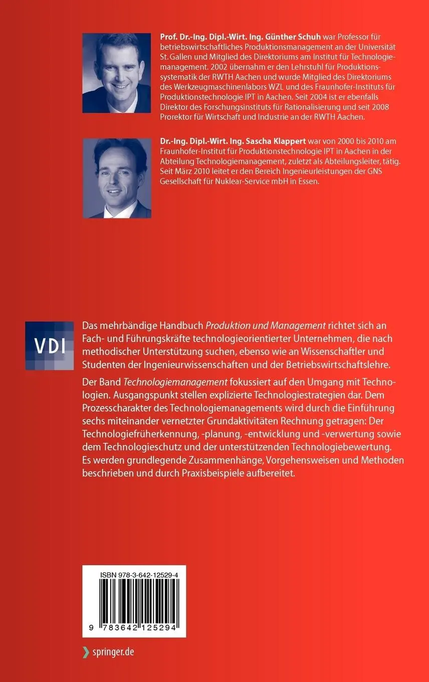 Rückseite: 9783642125294 | Technologiemanagement | Handbuch Produktion und Management 2 | Buch