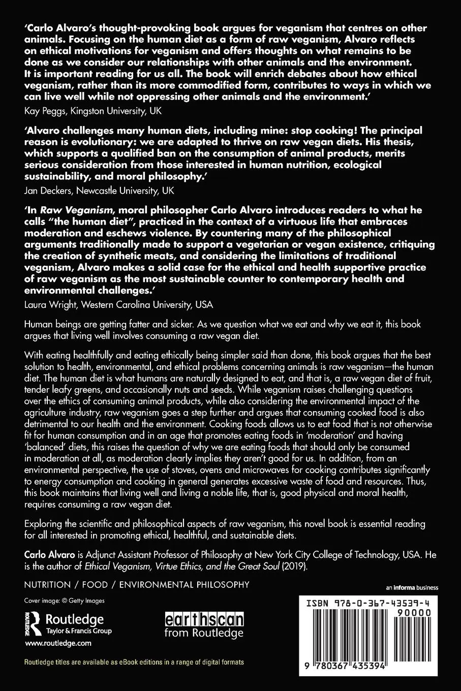 Rückseite: 9780367435394 | Raw Veganism | The Philosophy of The Human Diet | Carlo Alvaro | Buch