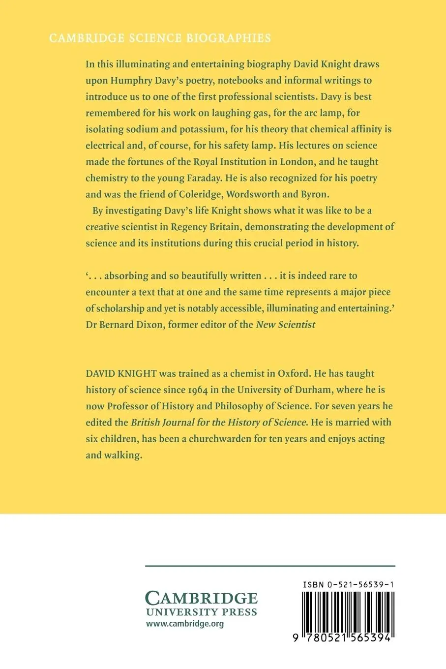 Rückseite: 9780521565394 | Humphry Davy | Science and Power | David M. Knight | Taschenbuch