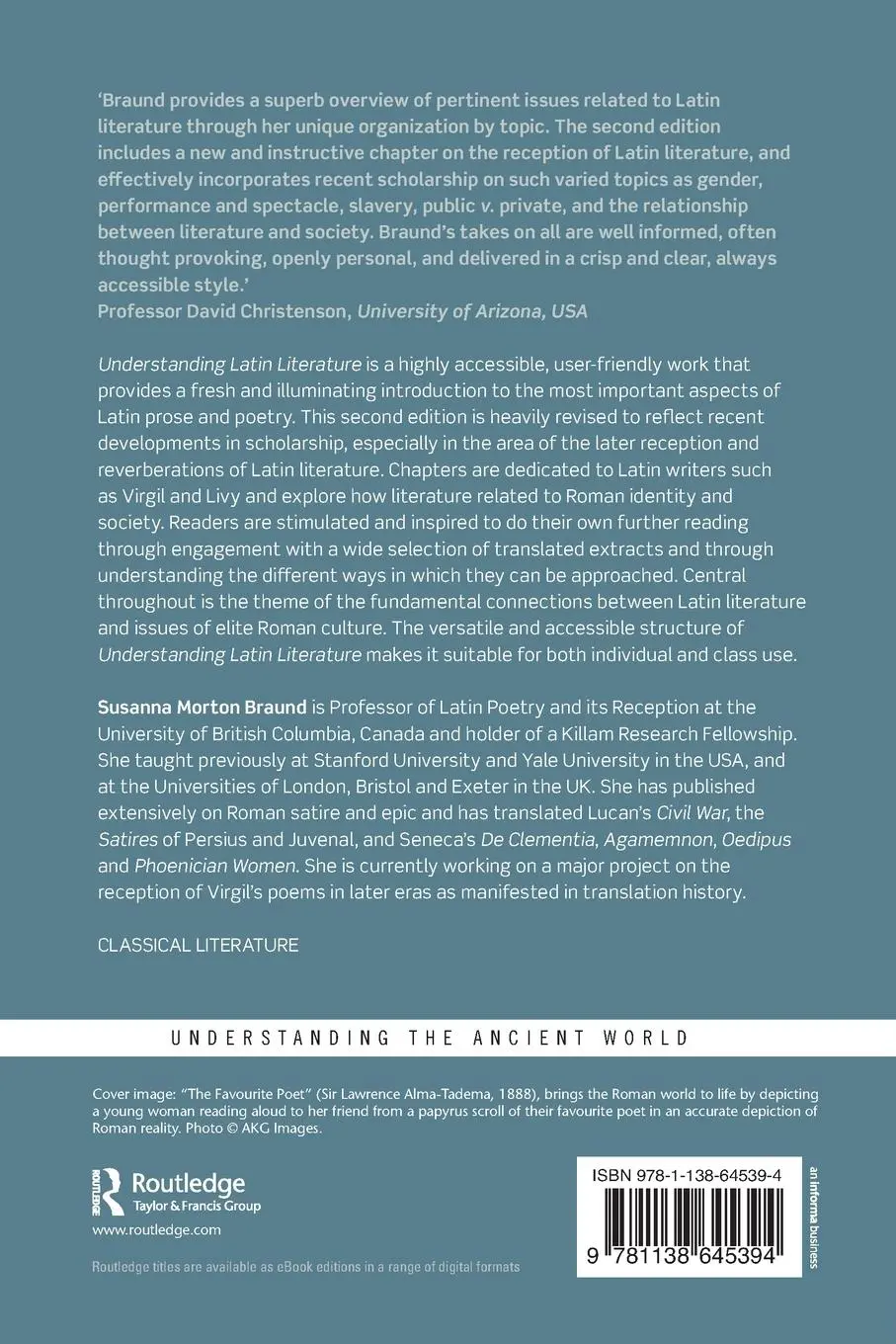 Rückseite: 9781138645394 | Understanding Latin Literature | Susanna Morton Braund | Taschenbuch