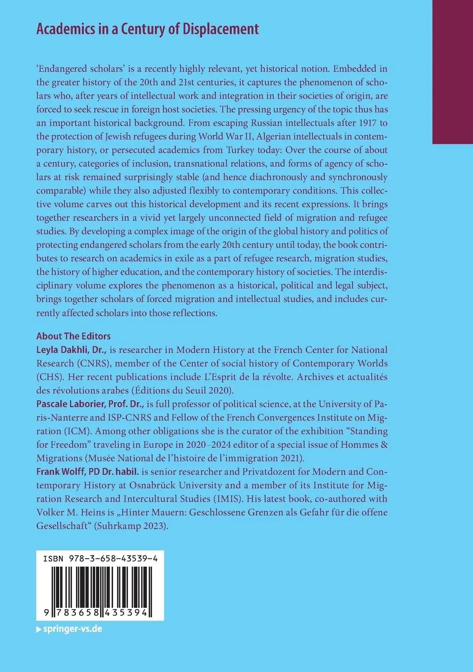 Rückseite: 9783658435394 | Academics in a Century of Displacement | Leyla Dakhli (u. a.) | Buch