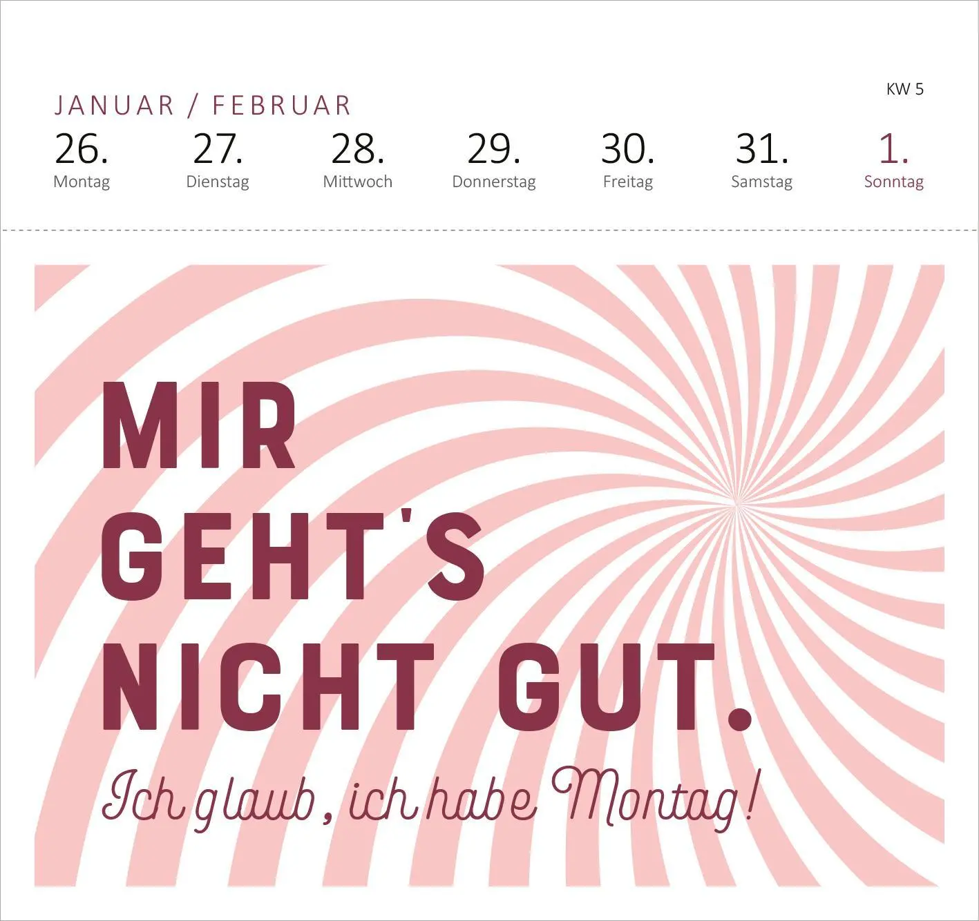 Bild: 4014489135494 | Postkartenkalender Vergiss Rosen, streu mir Pommes aufs Bett. 2026