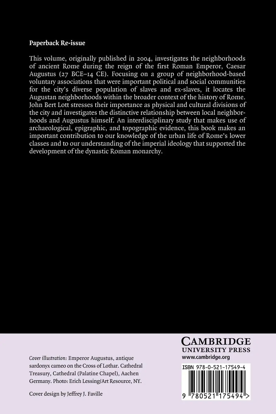 Rückseite: 9780521175494 | The Neighborhoods of Augustan Rome | J. Bert Lott (u. a.) | Buch
