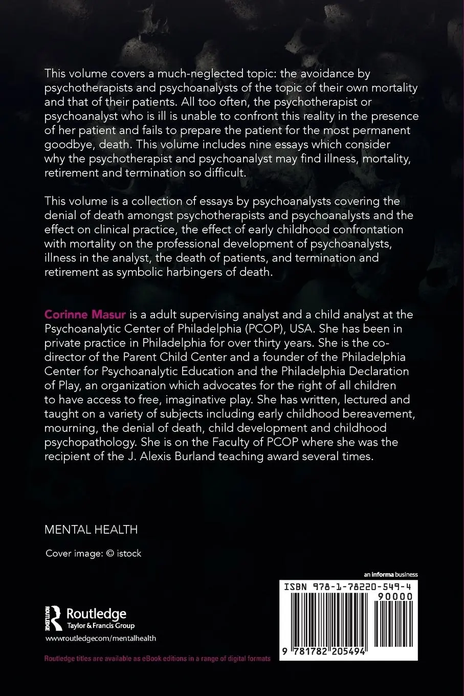 Rückseite: 9781782205494 | Flirting with Death | Psychoanalysts Consider Mortality | Masur | Buch