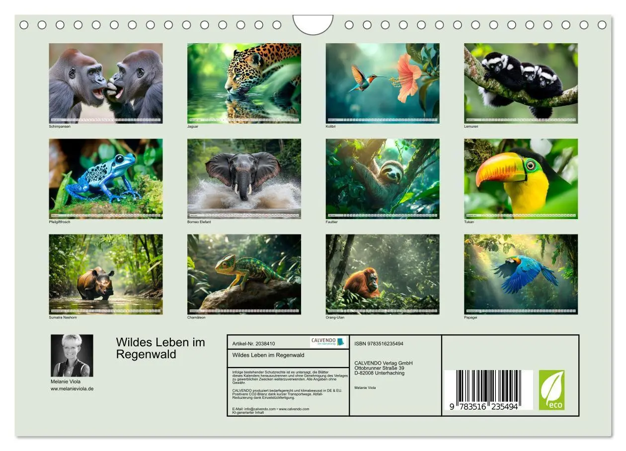 Bild: 9783516235494 | Wildes Leben im Regenwald (Wandkalender 2026 DIN A4 quer), CALVENDO...