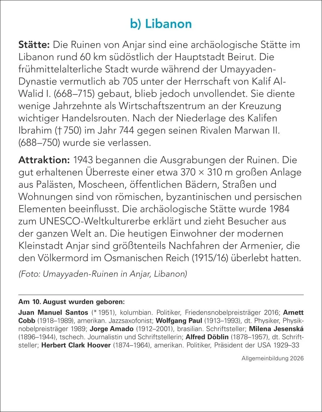 Bild: 9783840035494 | Allgemeinbildung Tagesabreißkalender 2026 - Das tägliche Wissens-Quiz
