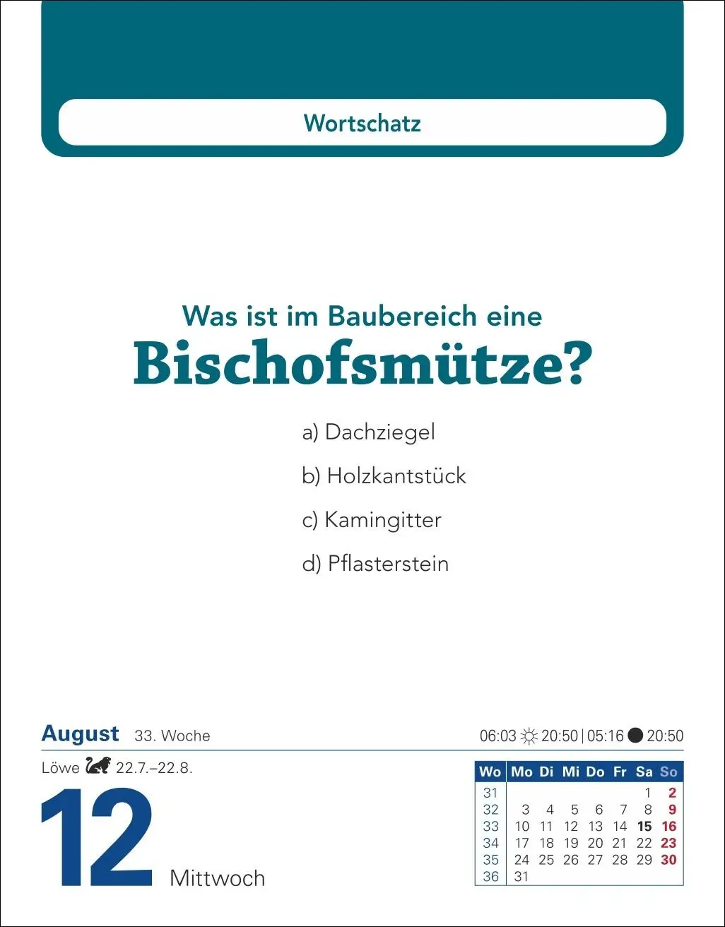 Bild: 9783840035494 | Allgemeinbildung Tagesabreißkalender 2026 - Das tägliche Wissens-Quiz