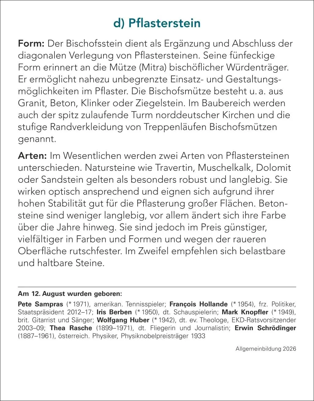 Bild: 9783840035494 | Allgemeinbildung Tagesabreißkalender 2026 - Das tägliche Wissens-Quiz