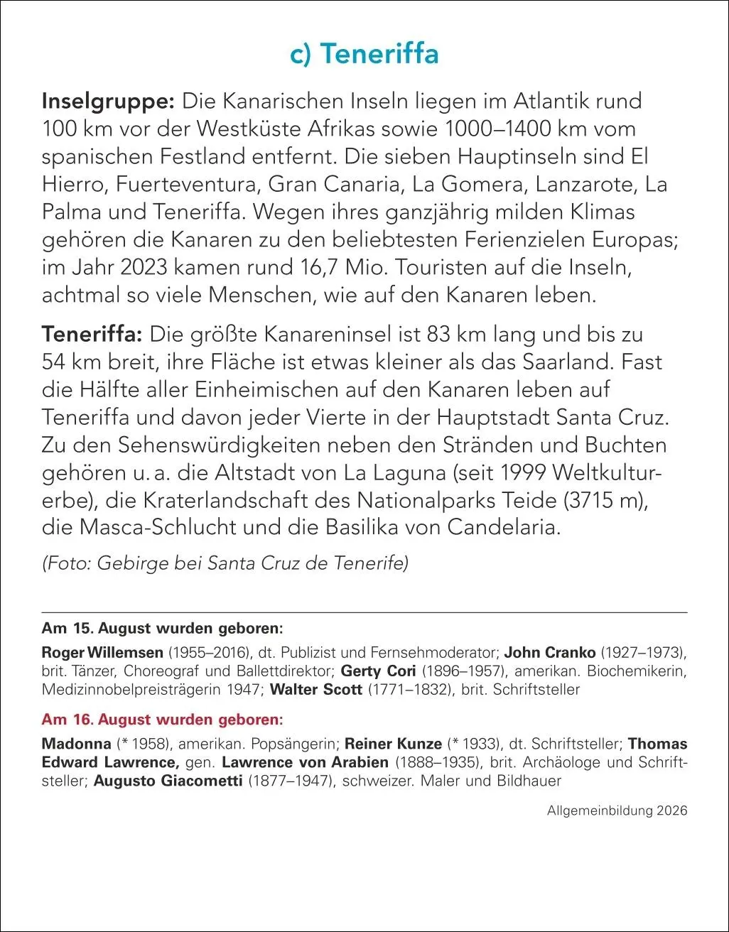 Bild: 9783840035494 | Allgemeinbildung Tagesabreißkalender 2026 - Das tägliche Wissens-Quiz