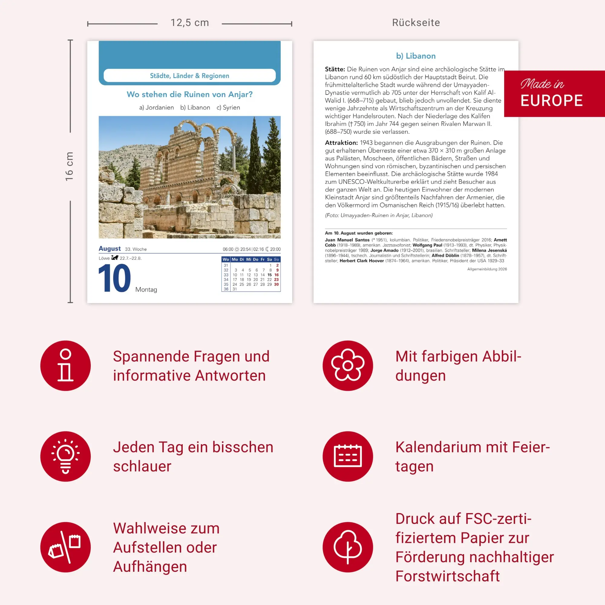 Bild: 9783840035494 | Allgemeinbildung Tagesabreißkalender 2026 - Das tägliche Wissens-Quiz