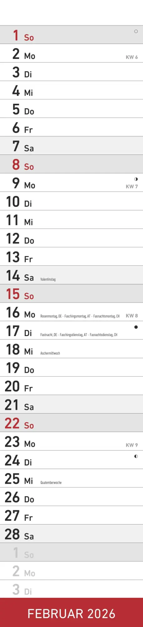 Bild: 4069095005594 | Streifenplaner ROT 2026 - Streifenkalender - Wandplaner -...