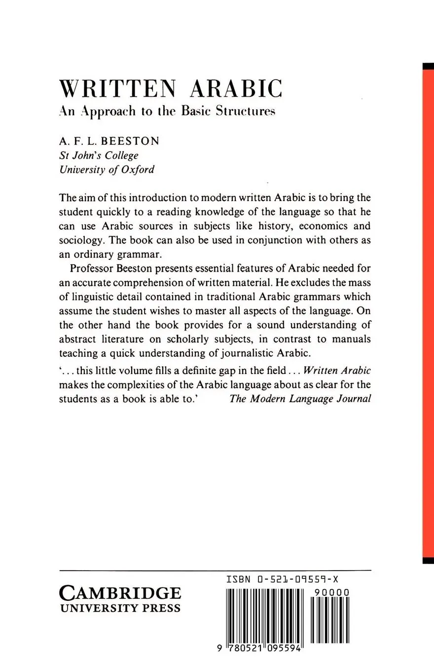 Rückseite: 9780521095594 | Written Arabic | An Approach to the Basic Structures | Beeston | Buch