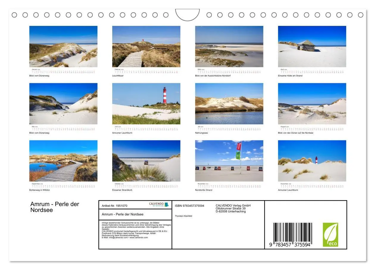 Bild: 9783457375594 | Amrum - Perle der Nordsee (Wandkalender 2026 DIN A4 quer), CALVENDO...