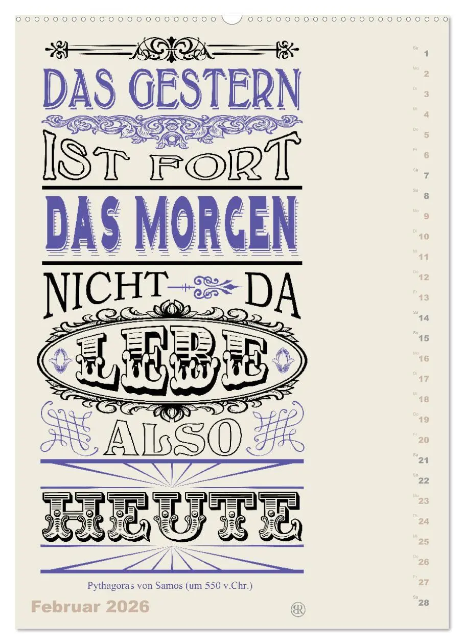 Bild: 9783516465594 | Die schönsten Lebensweisheiten Typo - Kalender (hochwertiger...