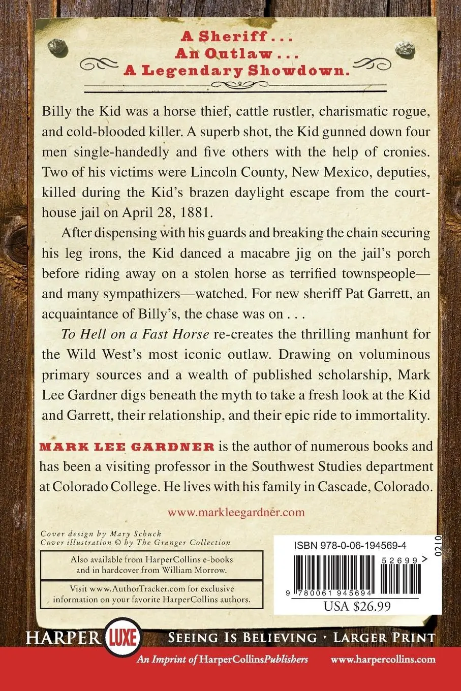 Rückseite: 9780061945694 | To Hell on a Fast Horse LP | Mark Lee Gardner | Taschenbuch | Englisch