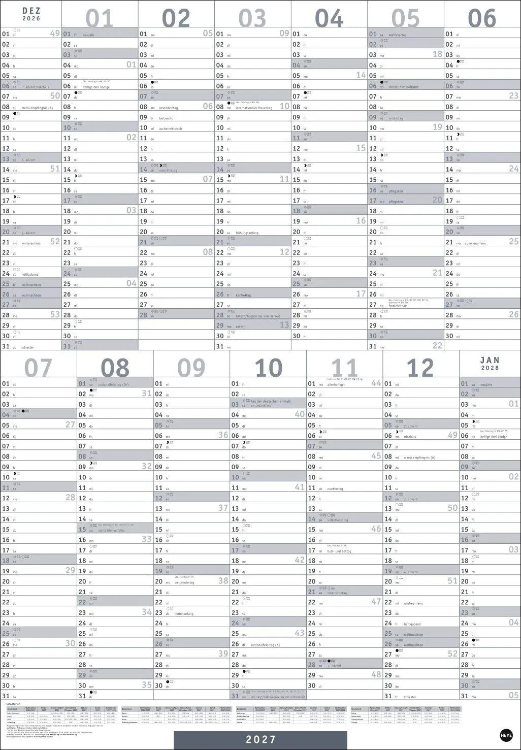 Bild: 9783756415694 | Mega-Posterplaner, silber 2027 | Heye | Kalender | Bürokalender Heye