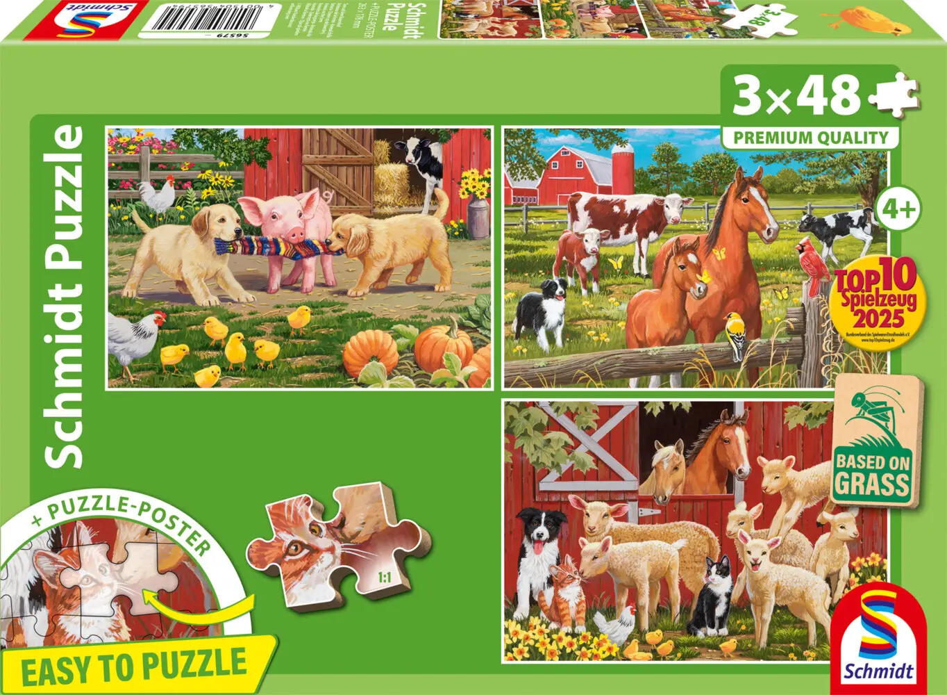 Cover: 4001504565794 | Tiere auf dem Bauernhof | Kinderpuzzle Graspappe Standard 3x48 Teile