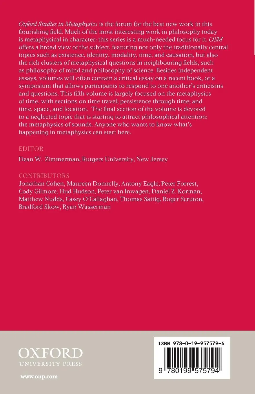 Rückseite: 9780199575794 | Oxford Studies in Metaphysics | Volume 5 Volume 5 | Dean Zimmerman