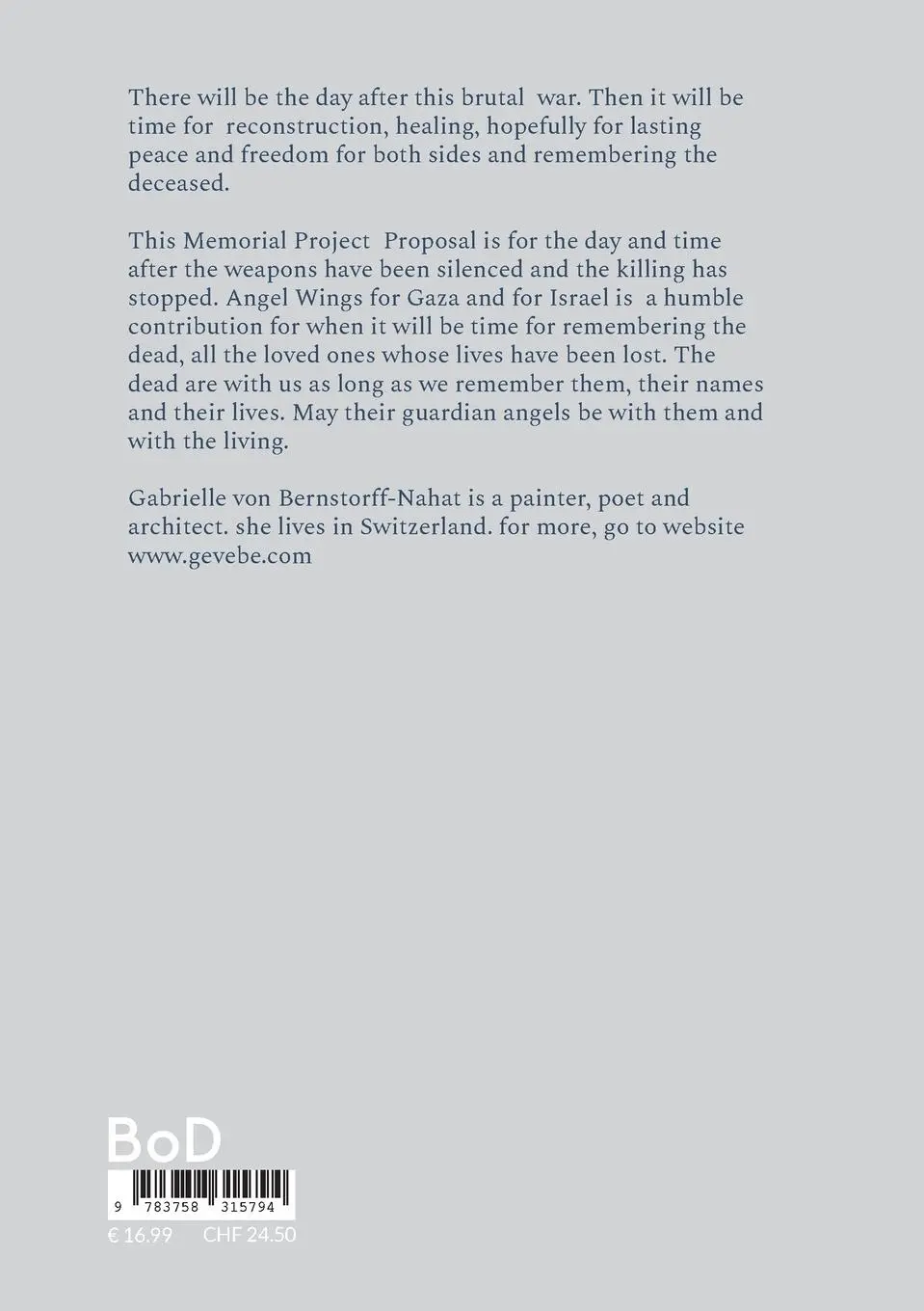 Rückseite: 9783758315794 | Angel Wings for Gaza and Israel | Memorial Project | Bernstorff-Nahat