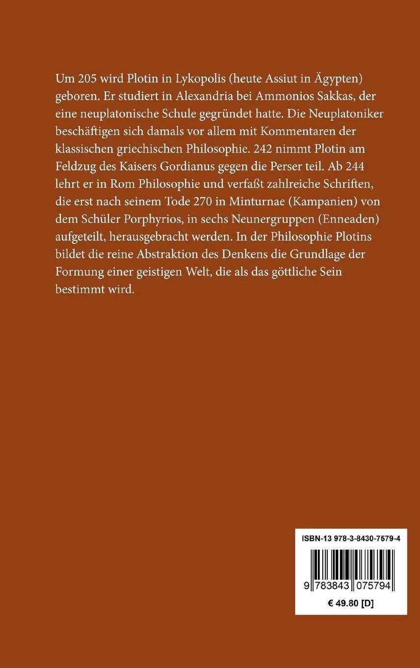 Rückseite: 9783843075794 | Enneaden | Plotin | Buch | 716 S. | Deutsch | 2015 | EAN 9783843075794