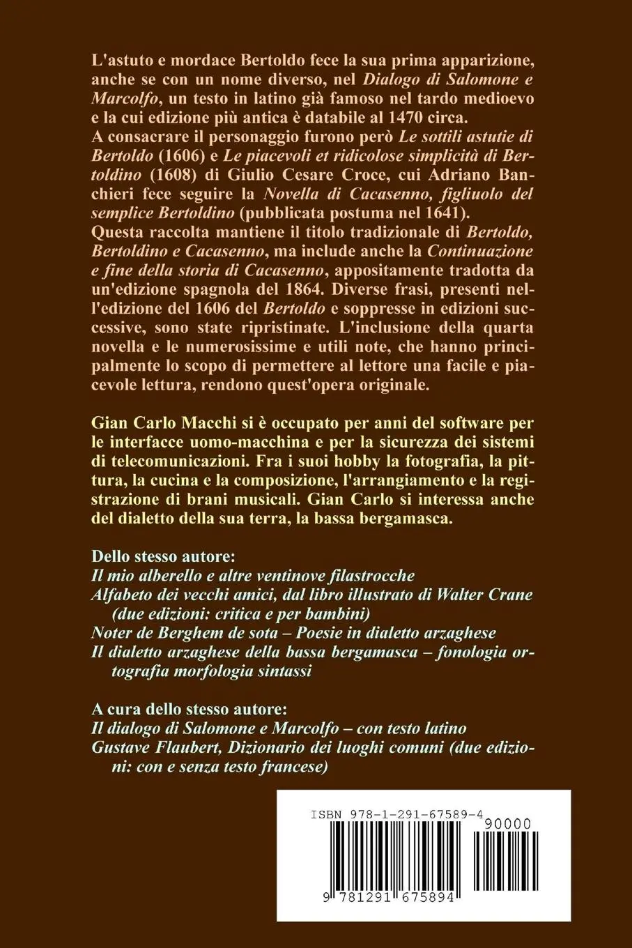 Rückseite: 9781291675894 | Bertoldo, Bertoldino e Cacasenno | Giulio Cesare Croce (u. a.) | Buch