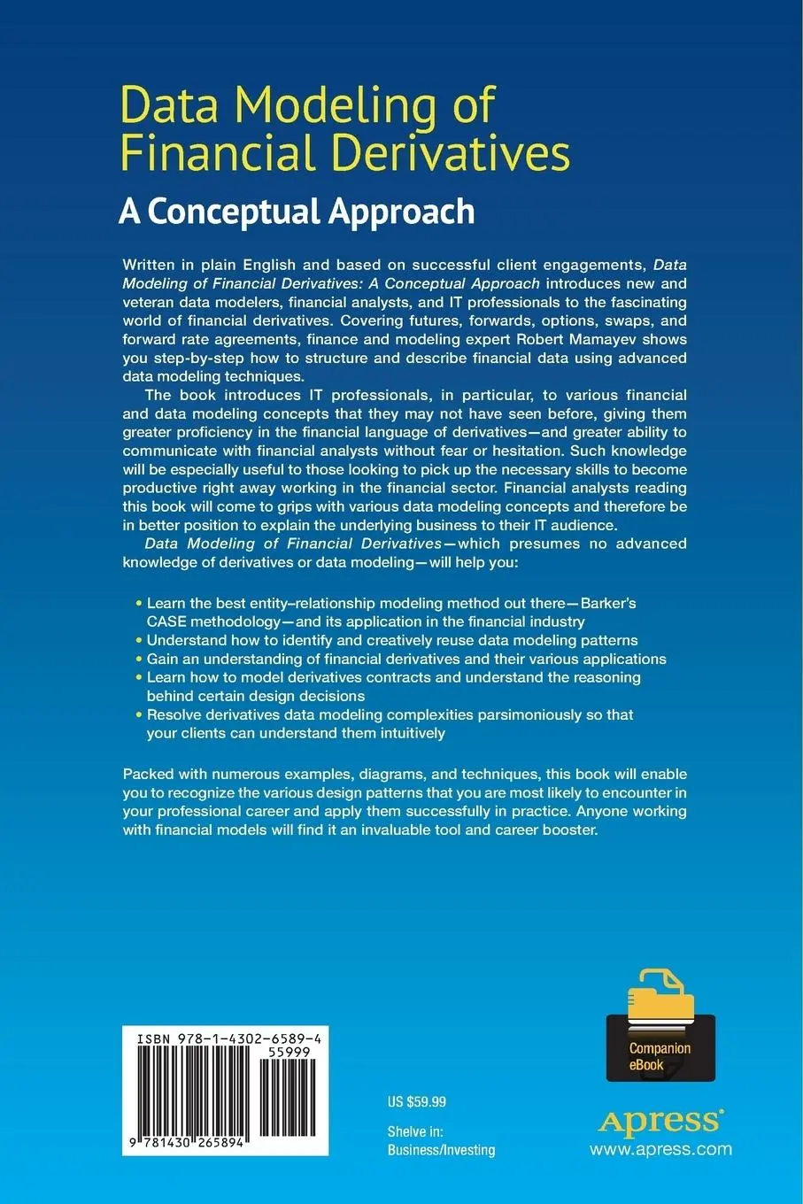 Rückseite: 9781430265894 | Data Modeling of Financial Derivatives | A Conceptual Approach | Buch