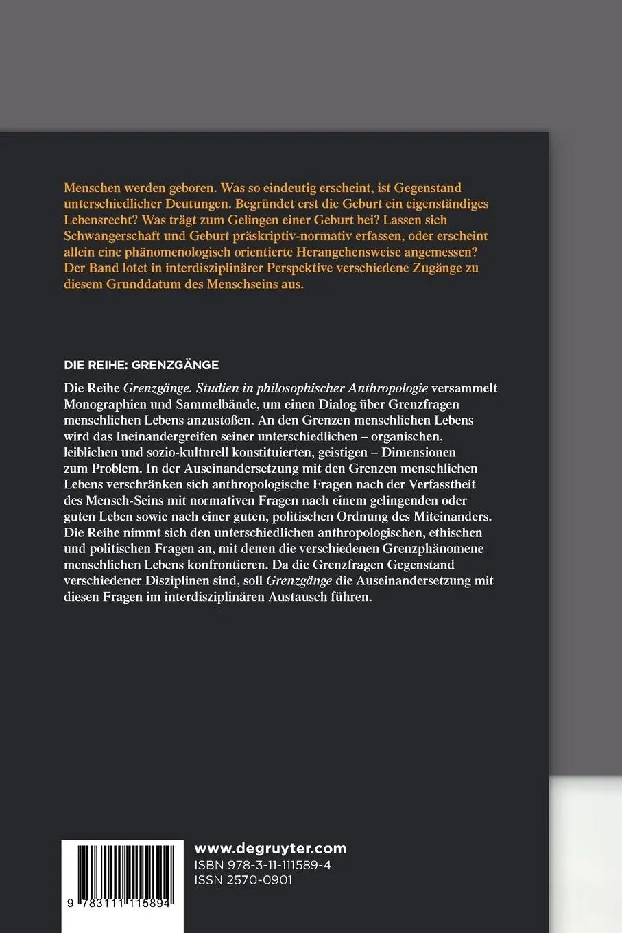Rückseite: 9783111115894 | Gelingende Geburt | Reiner Anselm (u. a.) | Taschenbuch | VI | Deutsch