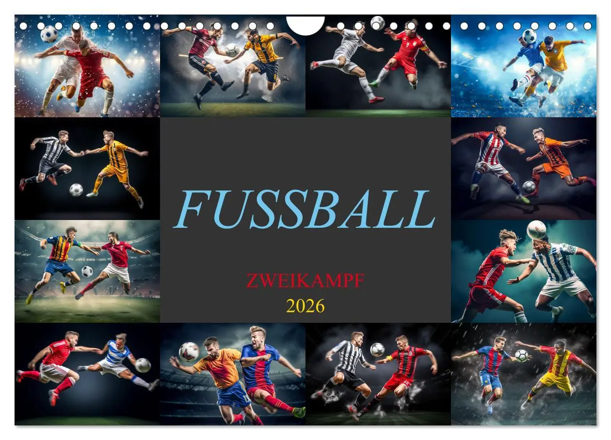 Cover: 9783457345894 | Fussball - Zweikampf (Wandkalender 2026 DIN A4 quer), CALVENDO...