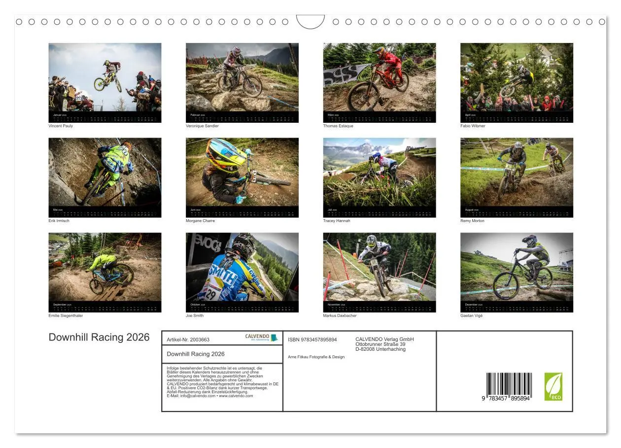 Bild: 9783457895894 | Downhill Racing 2026 (Wandkalender 2026 DIN A3 quer), CALVENDO...