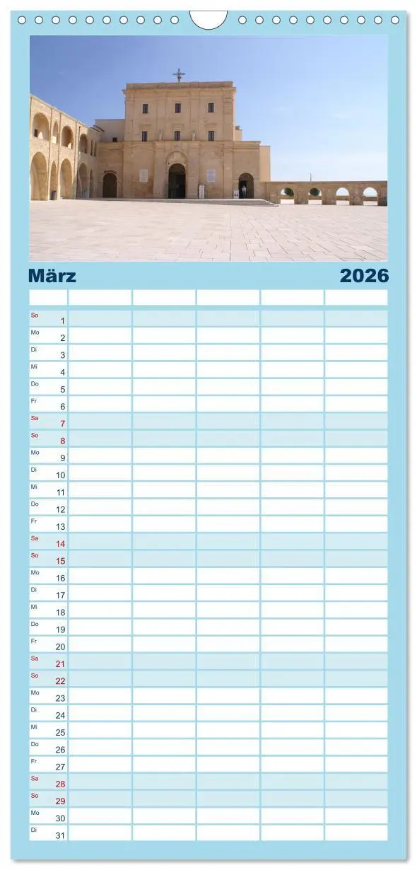 Bild: 9783516505894 | Familienplaner 2026 - Apuliens Küstenorte mit 5 Spalten...