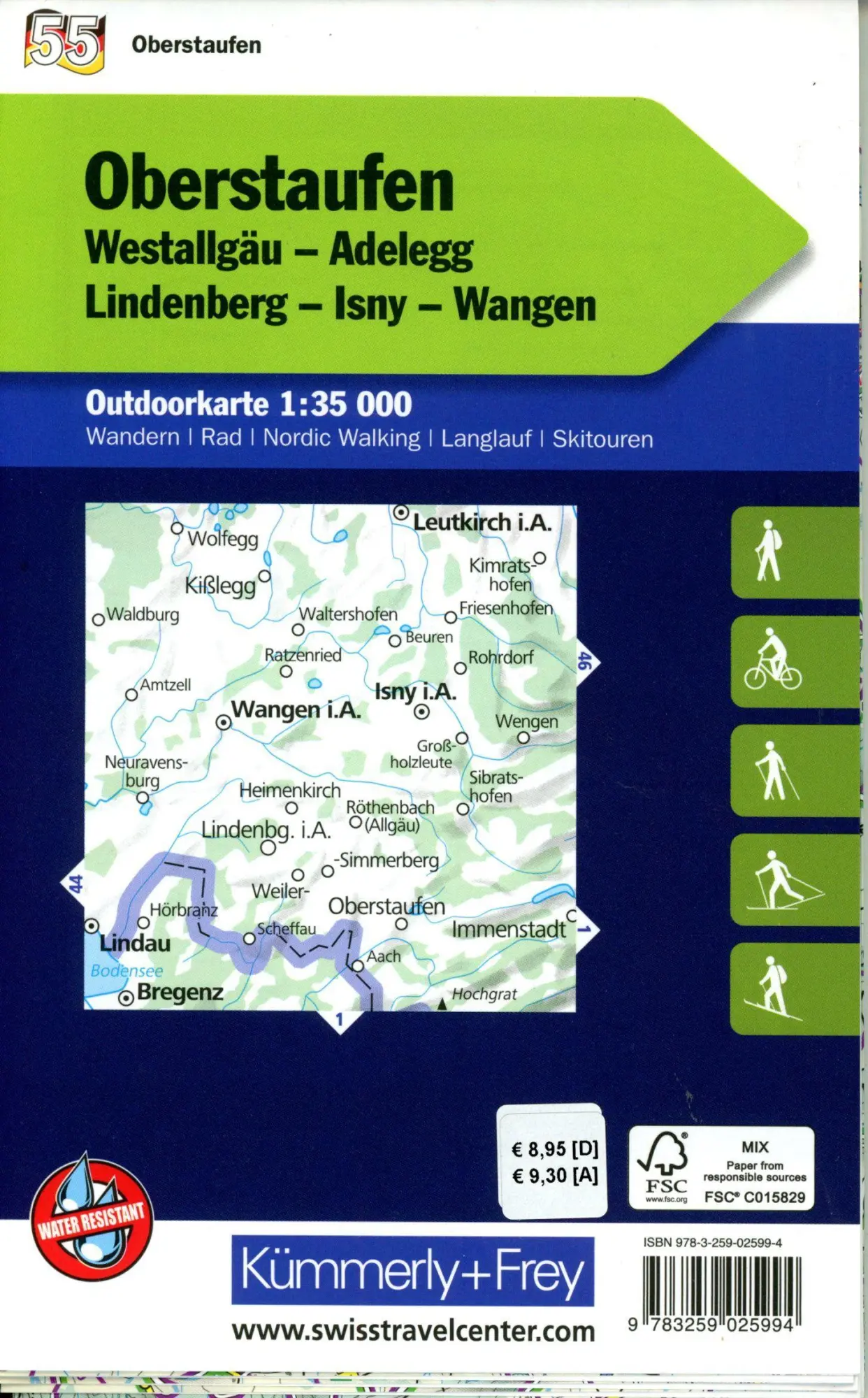 Bild: 9783259025994 | Kümmerly+Frey Outdoorkarte Deutschland 55 Oberstaufen 1:35.000 | AG