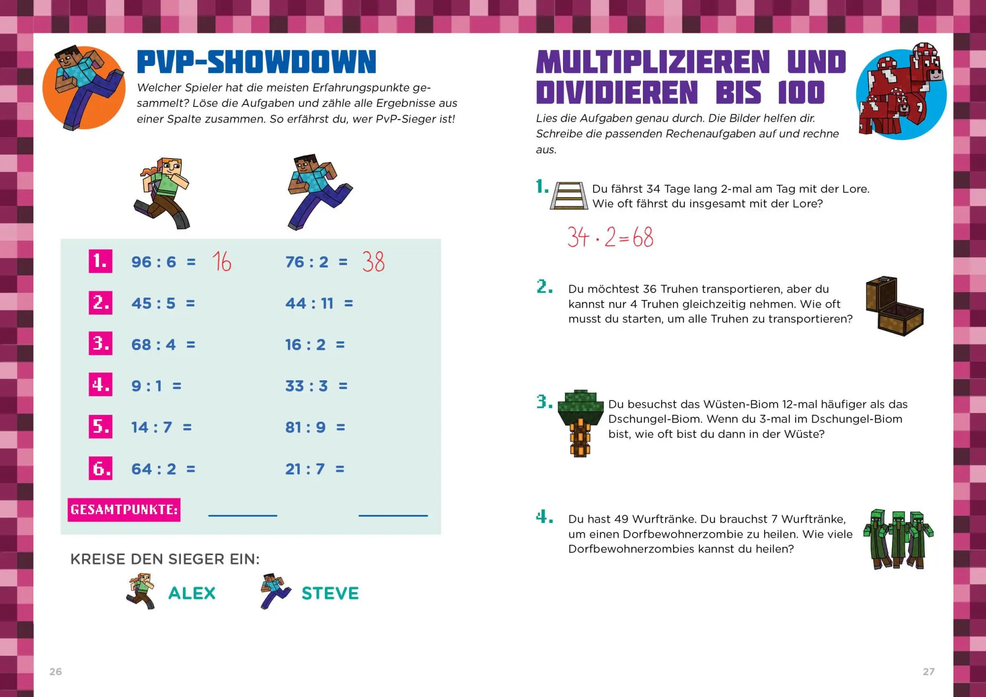 Bild: 9783743205994 | Mathe für Minecrafter - Textaufgaben 3. und 4. Klasse | Rätseln | Buch
