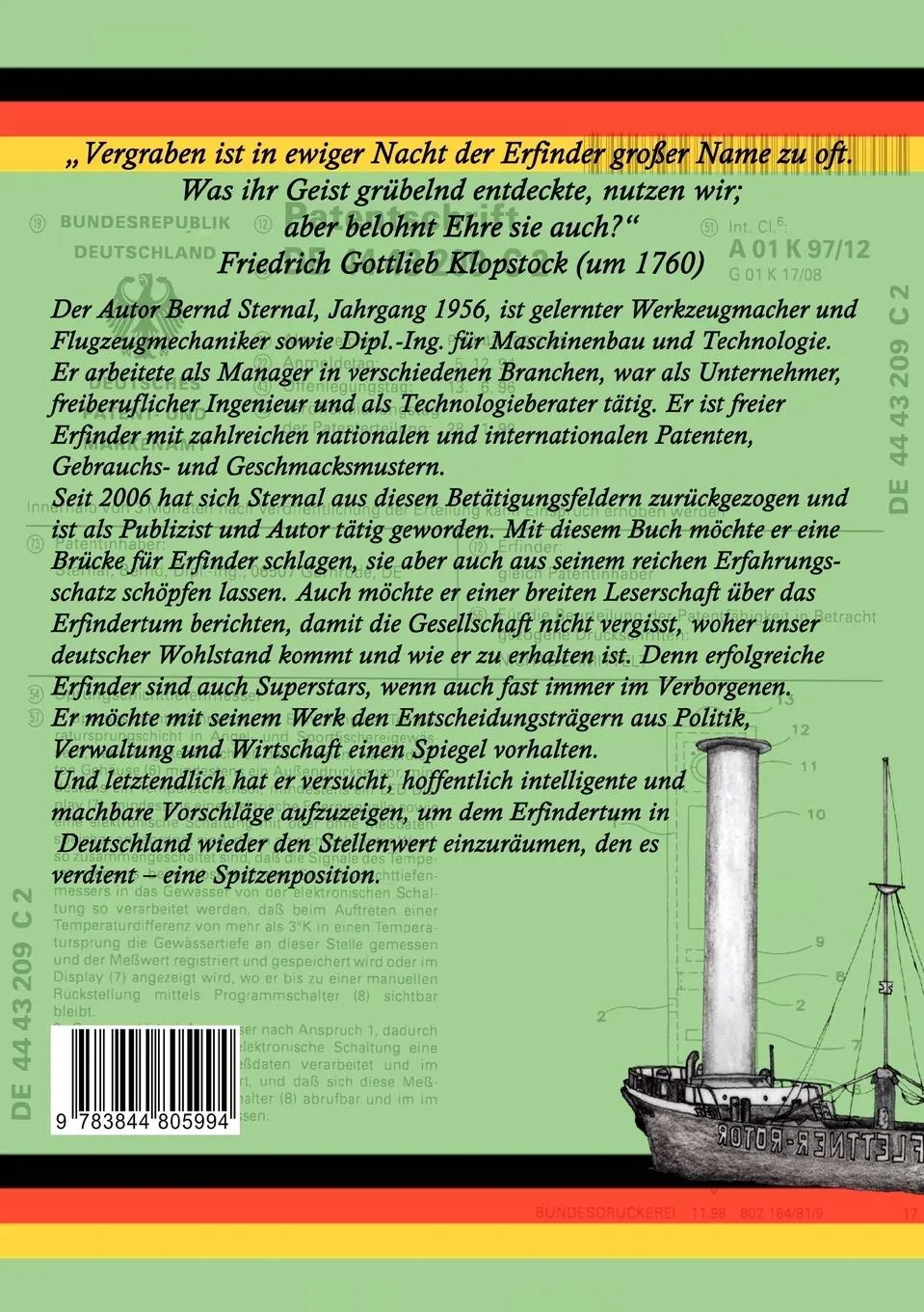 Rückseite: 9783844805994 | Deutschland (k)ein Erfinderland | Bernd Sternal | Taschenbuch | 140 S.