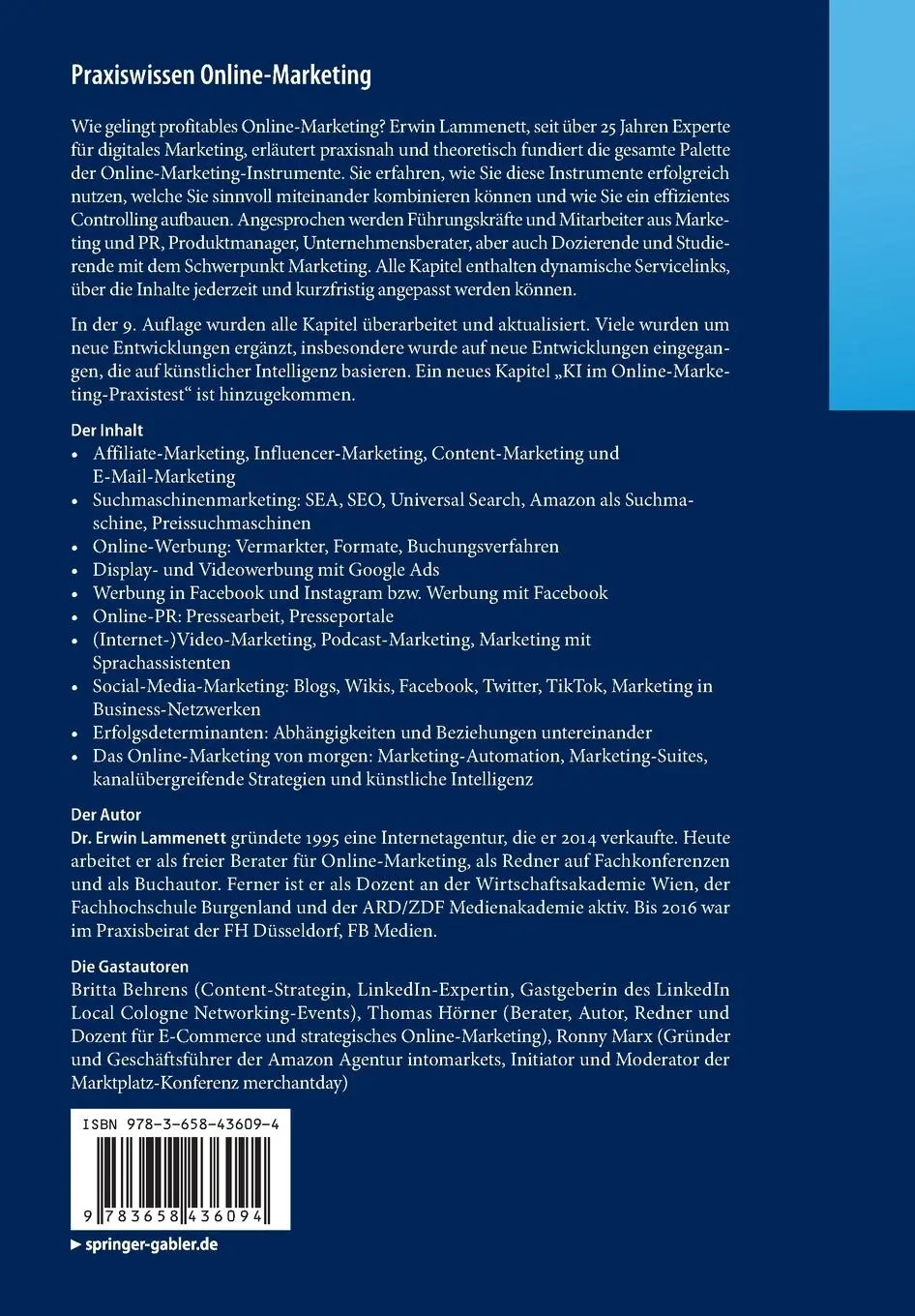 Rückseite: 9783658436094 | Praxiswissen Online-Marketing | Erwin Lammenett | Taschenbuch | xxi