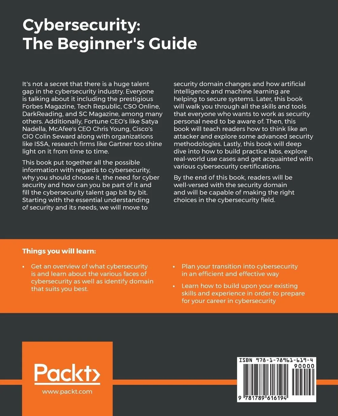 Rückseite: 9781789616194 | Cybersecurity | Erdal Ozkaya | Taschenbuch | Englisch | 2019