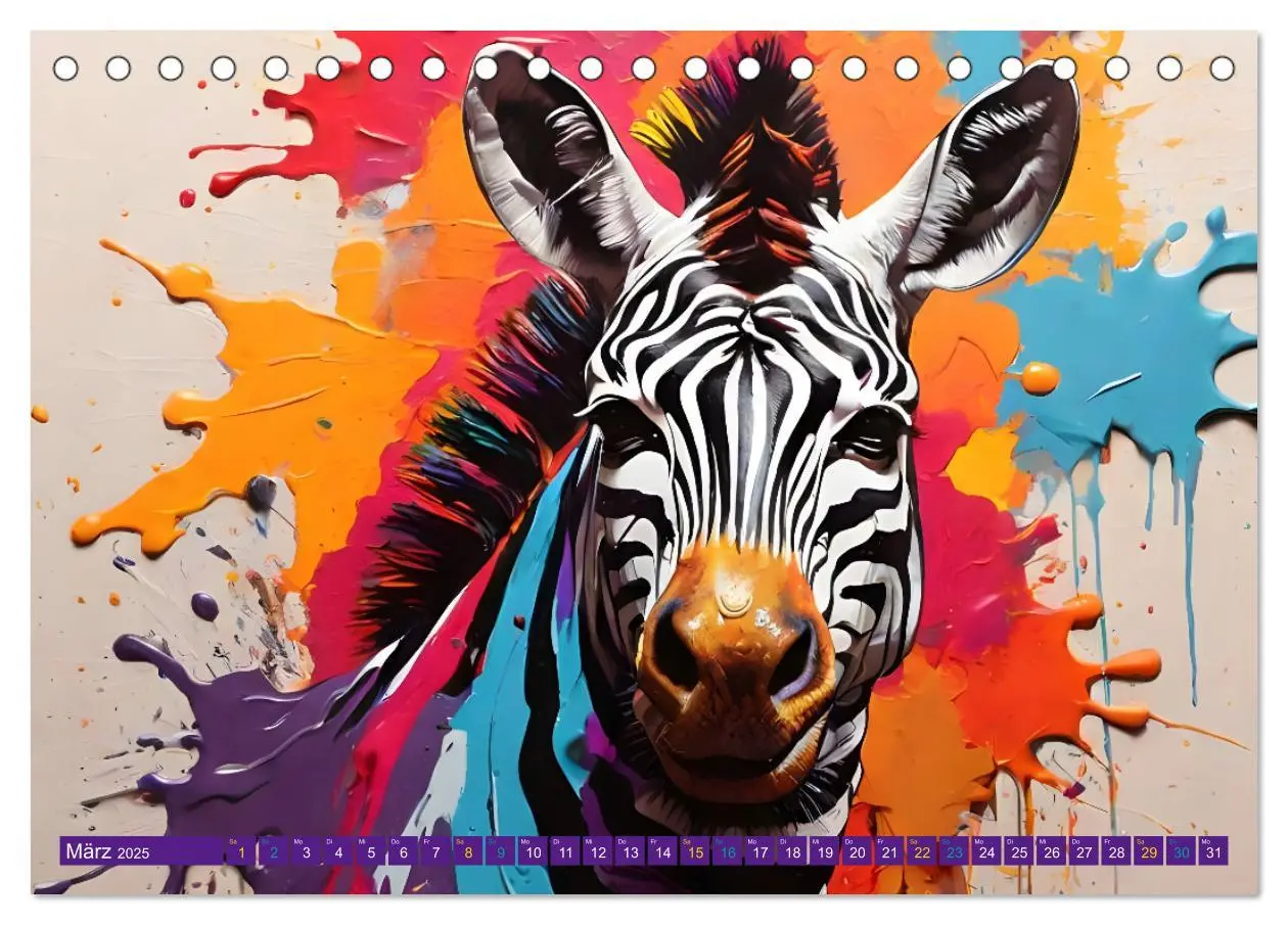 Bild: 9783457146194 | ZEBRAS - Modern Art (Tischkalender 2025 DIN A5 quer), CALVENDO...