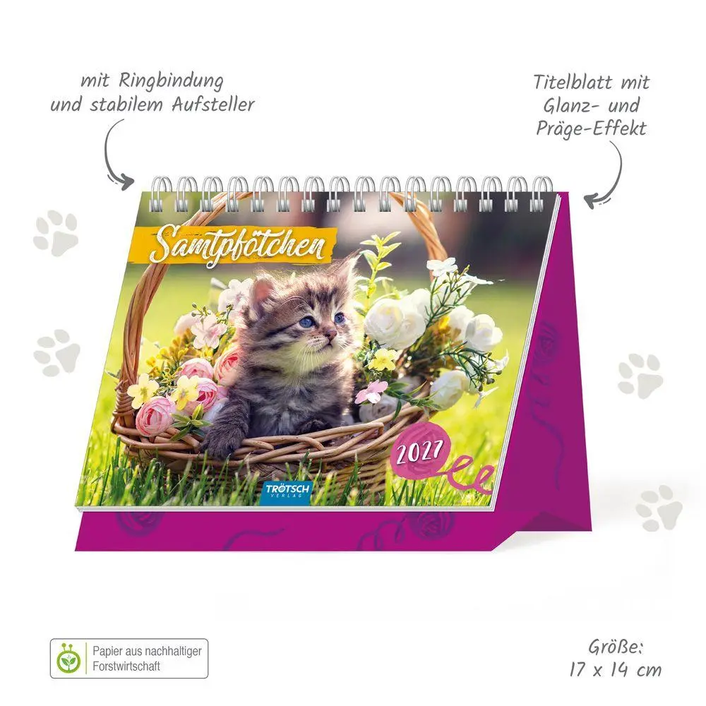 Bild: 9783988026194 | TRÖTSCH - Aufstellkalender Samtpfötchen 2027 | KG | Kalender | 24 S.