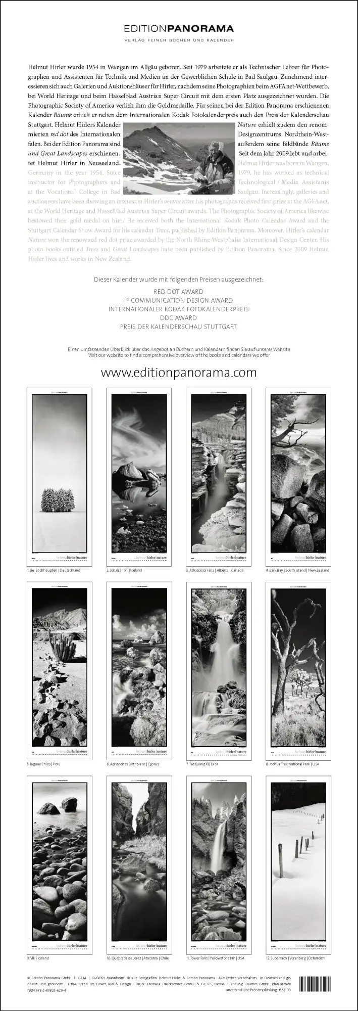 Bild: 9783898236294 | Nature | Immerwährender Vertikal-Kalender, 40 x 110 cm | Helmut Hirler