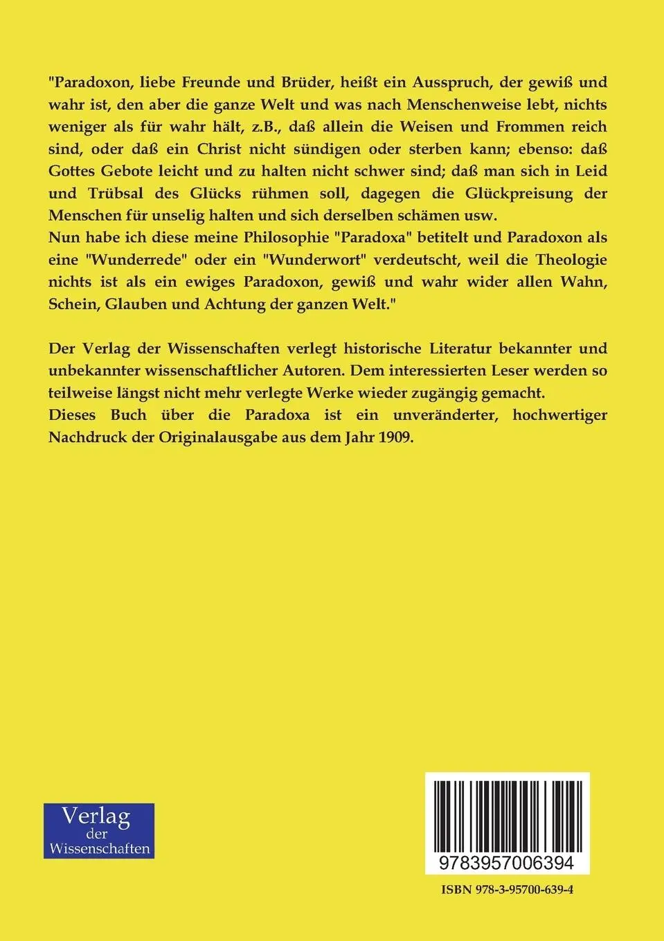 Rückseite: 9783957006394 | Paradoxa | Sebastian Franck | Taschenbuch | 420 S. | Deutsch | 2019