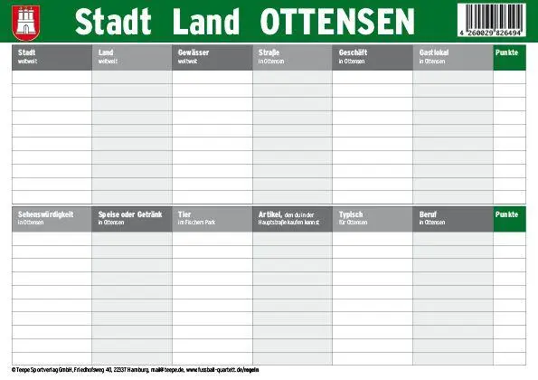 Cover: 4260029826494 | Hamburg: Stadt Land Ottensen | 30 Minuten, 2-6 Spieler | Spiel | SLOTT