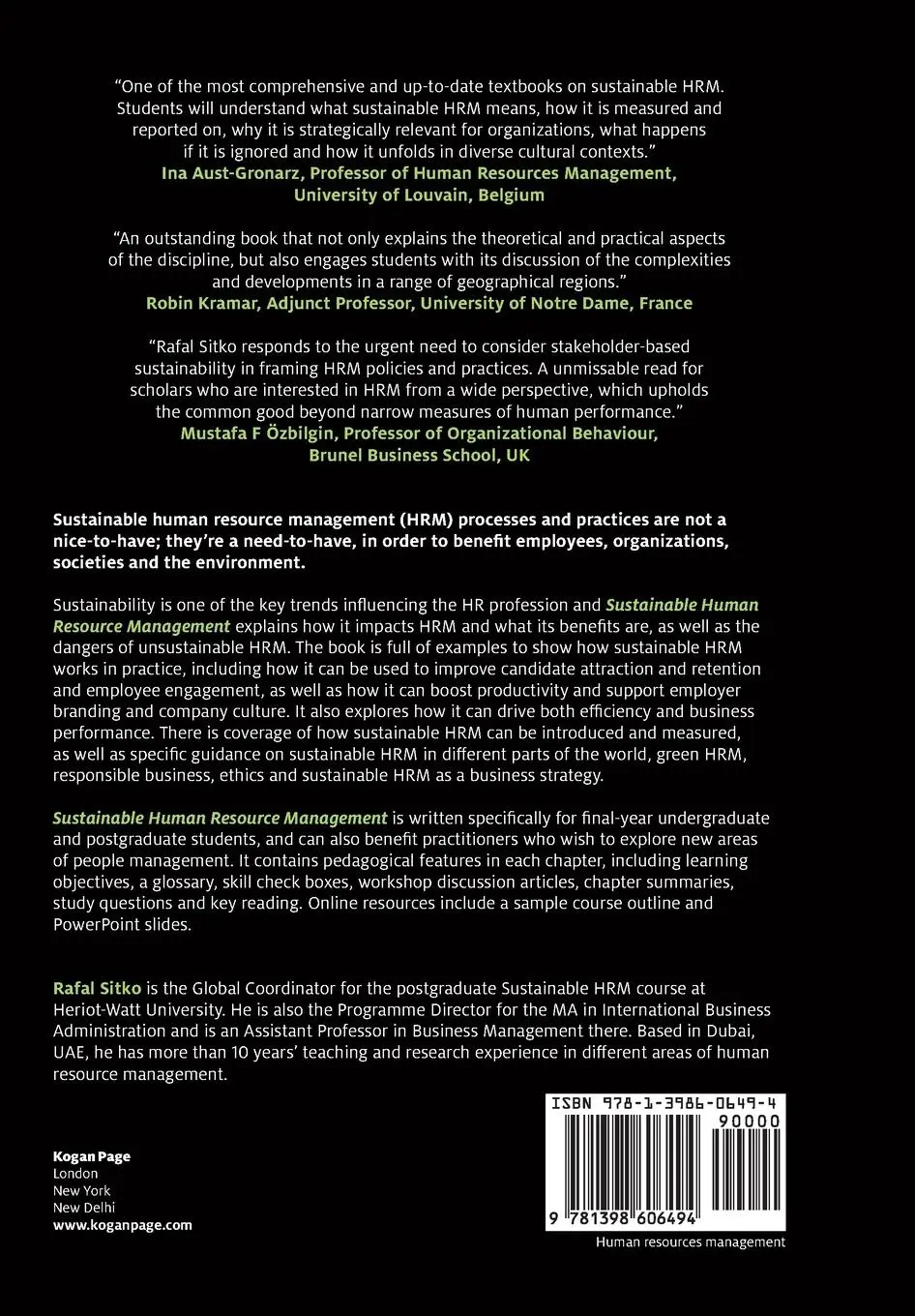 Rückseite: 9781398606494 | Sustainable Human Resource Management | Rafal Sitko | Taschenbuch