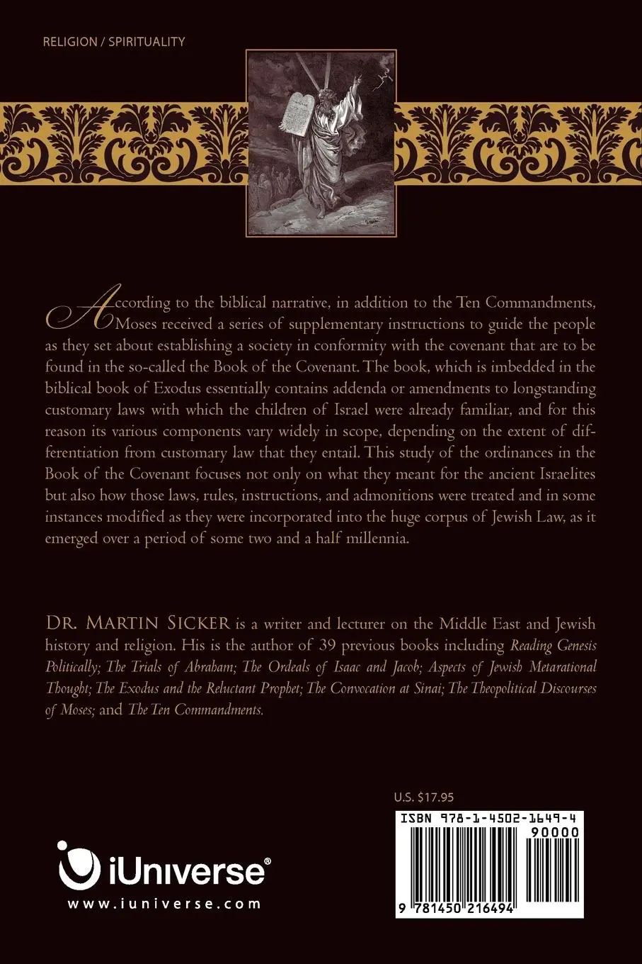Rückseite: 9781450216494 | The Book of the Covenant | Martin Sicker | Taschenbuch | Englisch