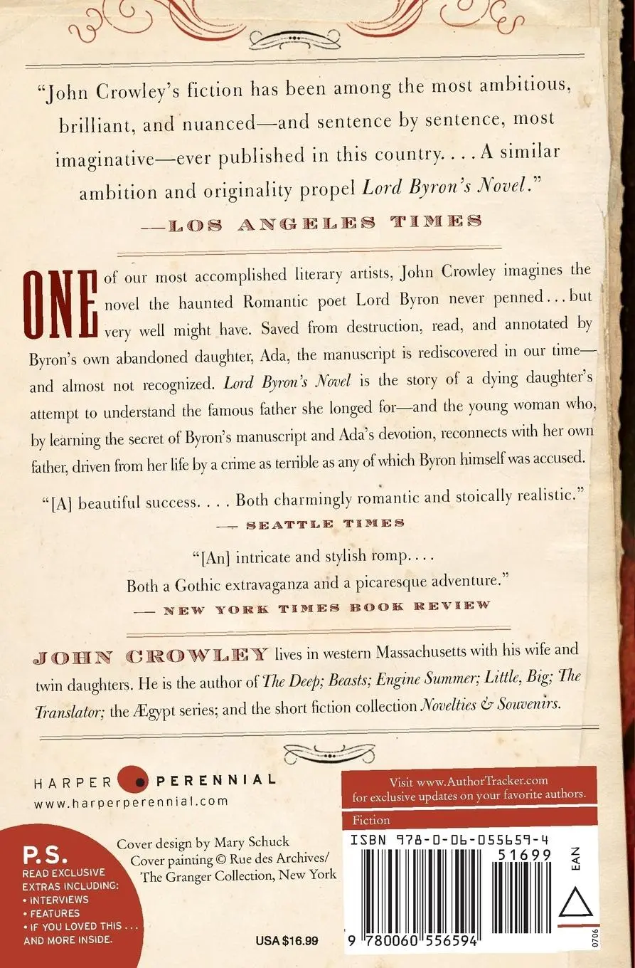 Rückseite: 9780060556594 | Lord Byron's Novel | The Evening Land | John Crowley | Taschenbuch