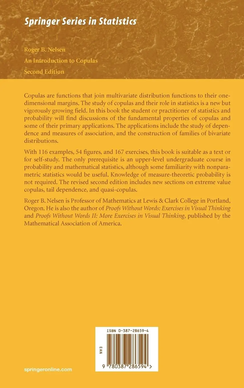 Rückseite: 9780387286594 | An Introduction to Copulas | Roger B. Nelsen | Buch | xiv | Englisch