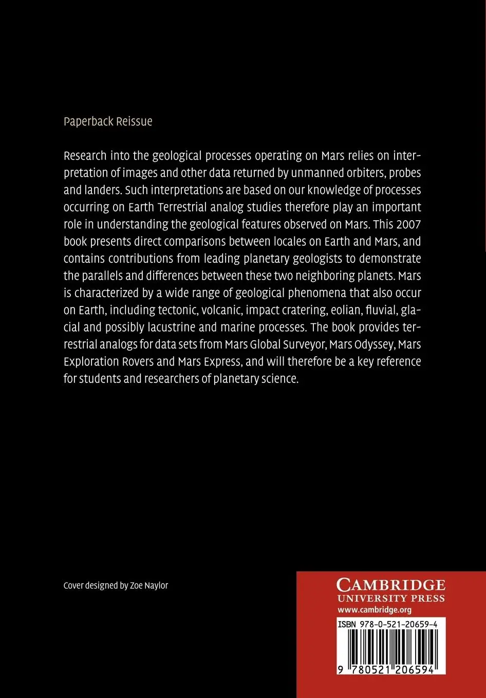 Rückseite: 9780521206594 | The Geology of Mars | Evidence from Earth-Based Analogs | Mary Chapman