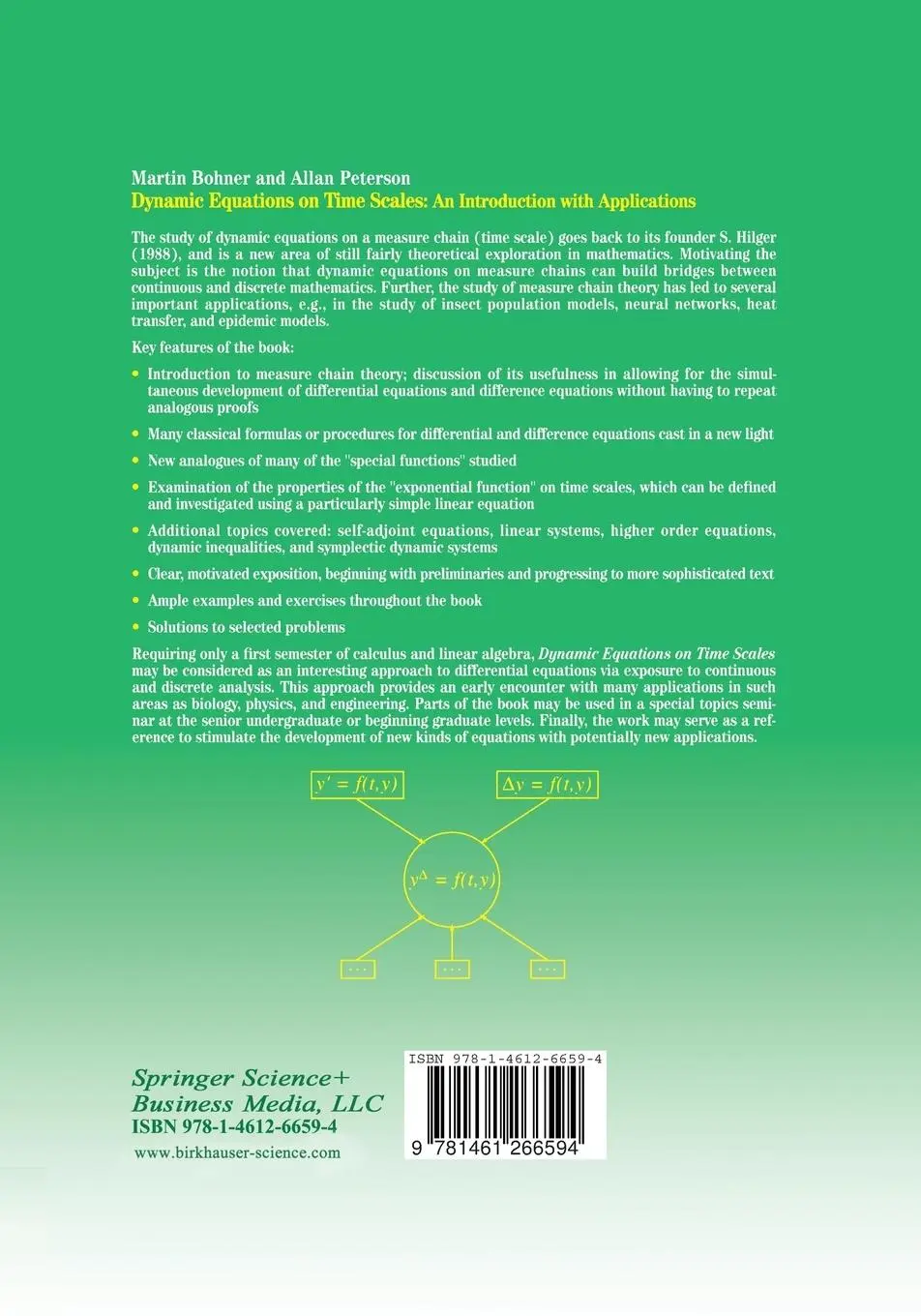 Rückseite: 9781461266594 | Dynamic Equations on Time Scales | An Introduction with Applications