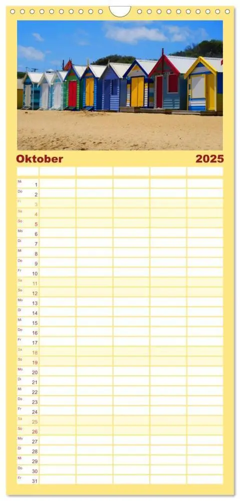 Bild: 9783457106594 | Familienplaner 2025 - Buntes Strandleben mit 5 Spalten...