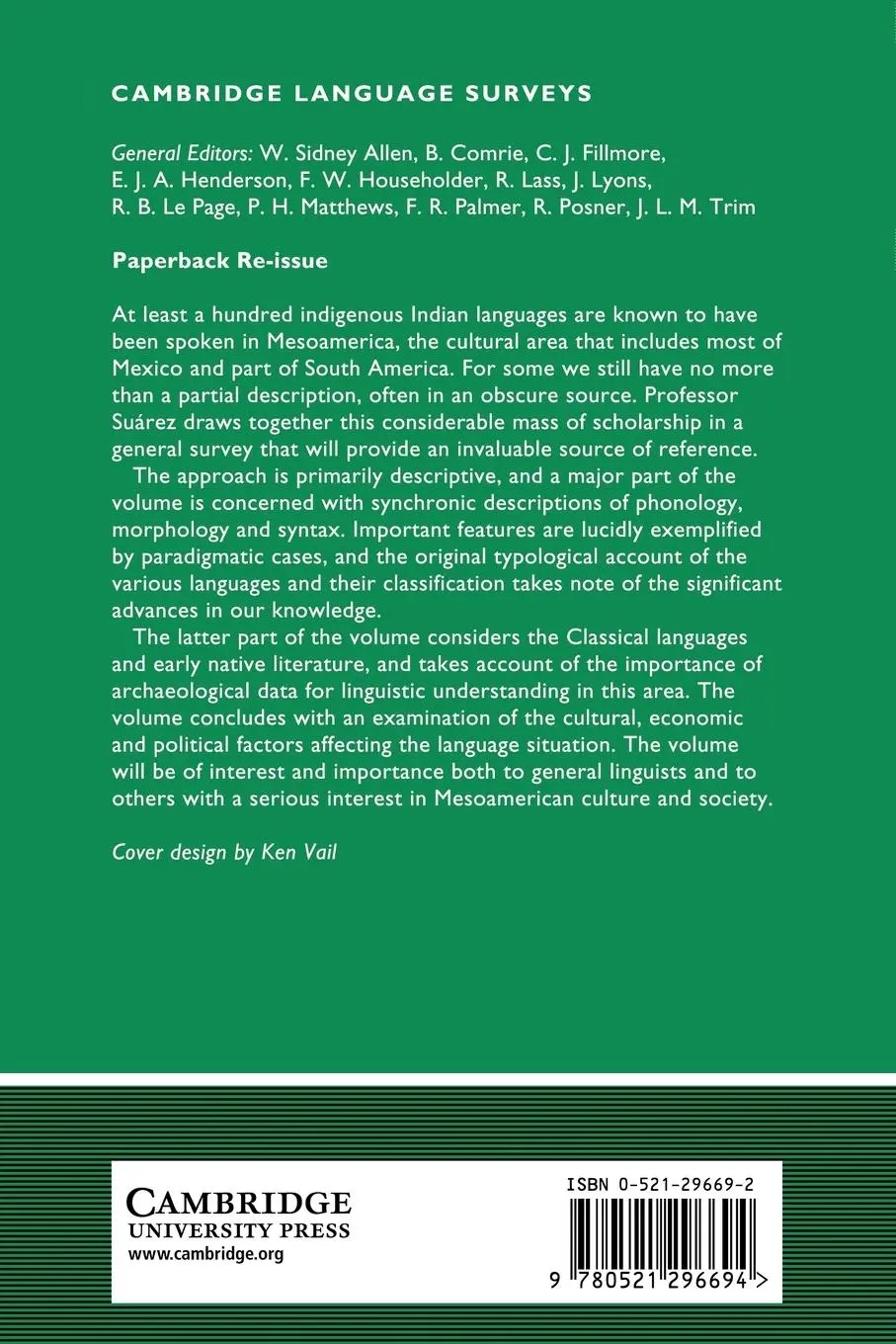 Rückseite: 9780521296694 | The Mesoamerican Indian Languages | Jorge A. Suarez | Taschenbuch